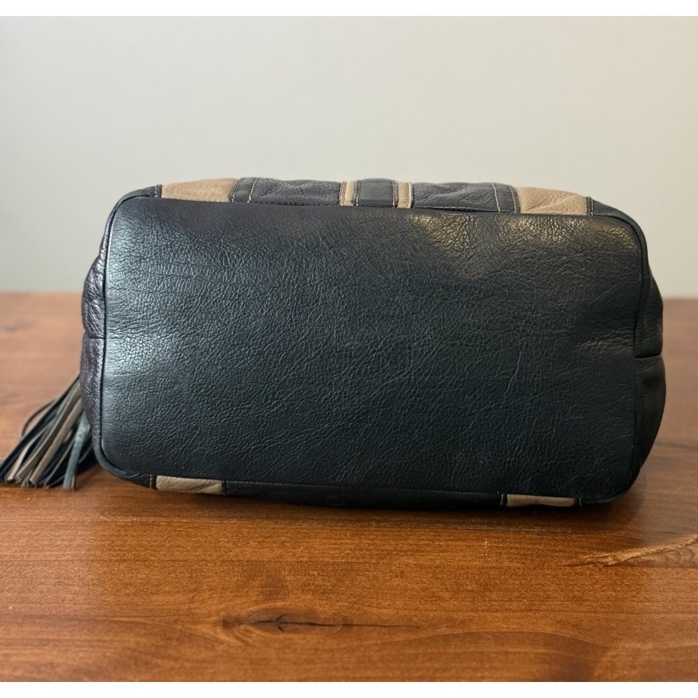 Vintage Y2K Brighton Stripped Patchwork Leather Bowler Shoulder Bag - Picture 6 of 9